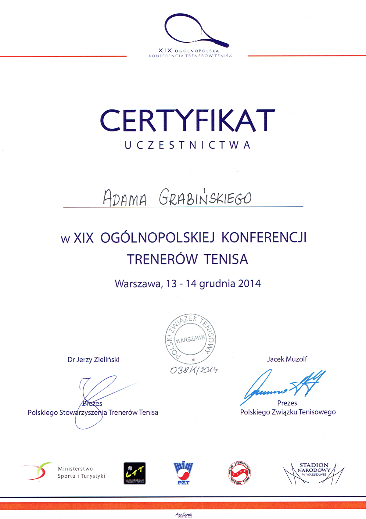 Certyfikat Warszawa 2014